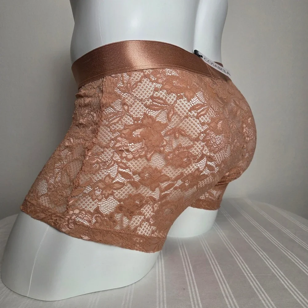 Cosabella Men's Designer Lace Trunks Floral Stretch Underwear New Classic Brown